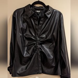 Rouche Detail Leather Top